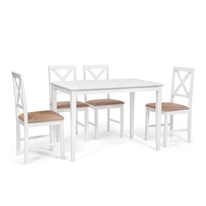 Обеденная группа на кухню Хадсон (стол + 4 стула) id 13693 pure white (белый 2-1) арт.13693 в Липецке